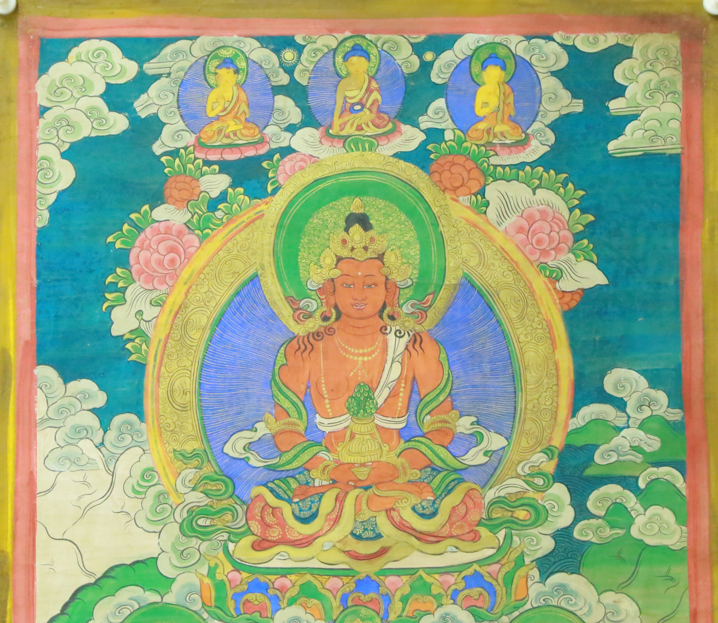 An Exquiste Painted Gold Amitabha Buddha Thangka