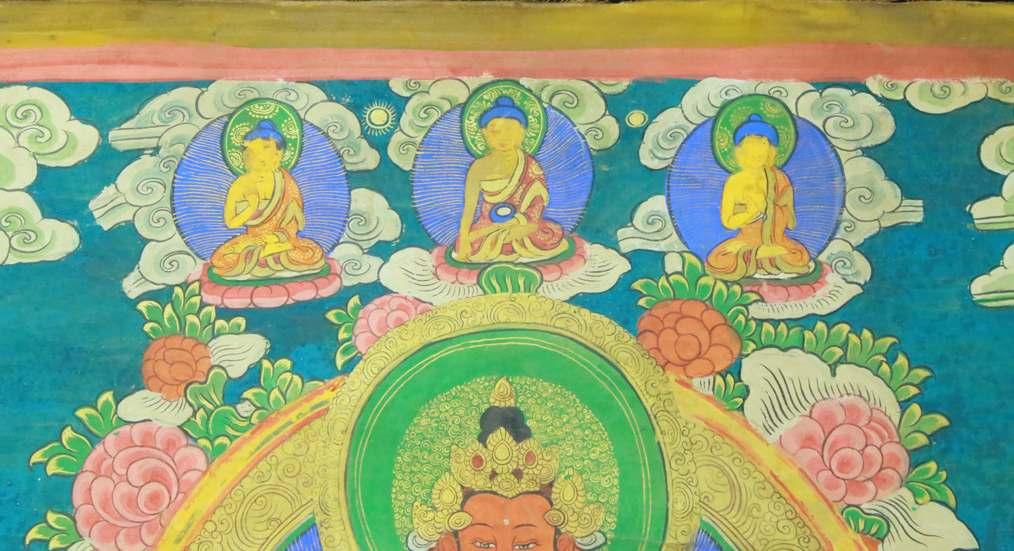 An Exquiste Painted Gold Amitabha Buddha Thangka