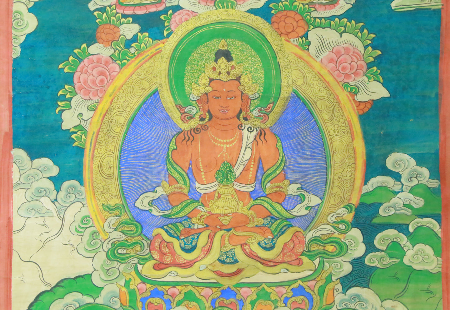 An Exquiste Painted Gold Amitabha Buddha Thangka