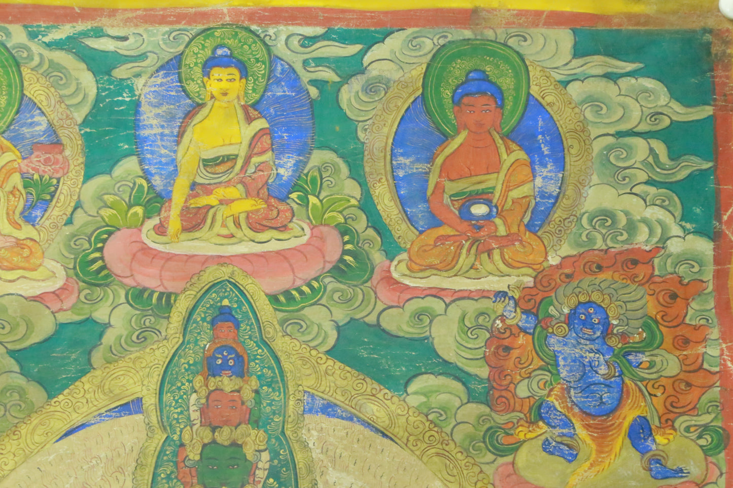 An Exquiste Painted Gold Thousand-armed Avalokiteshvara Thangka