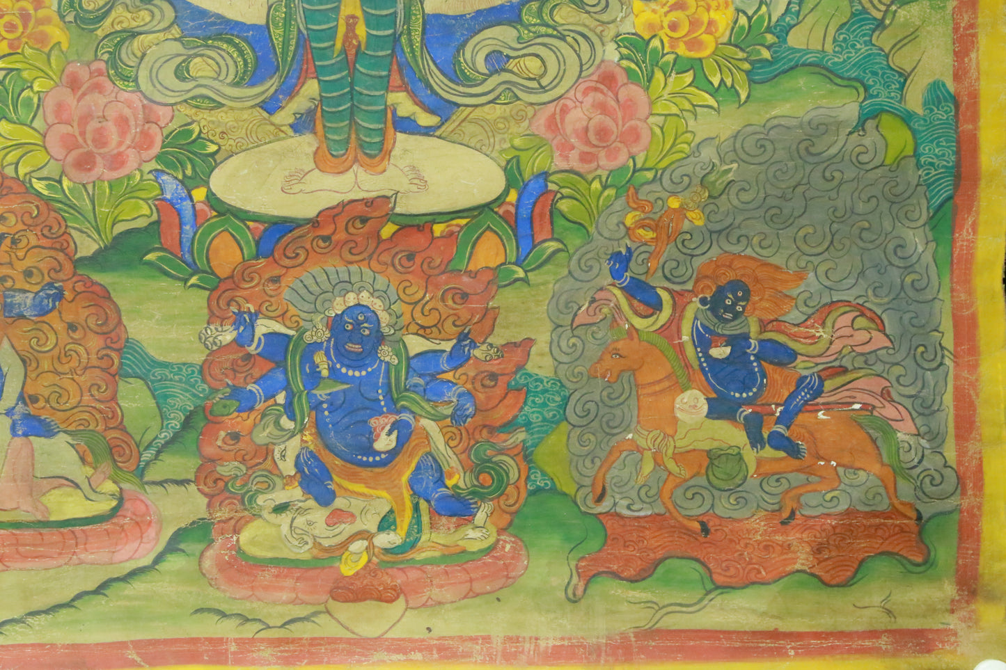 An Exquiste Painted Gold Thousand-armed Avalokiteshvara Thangka