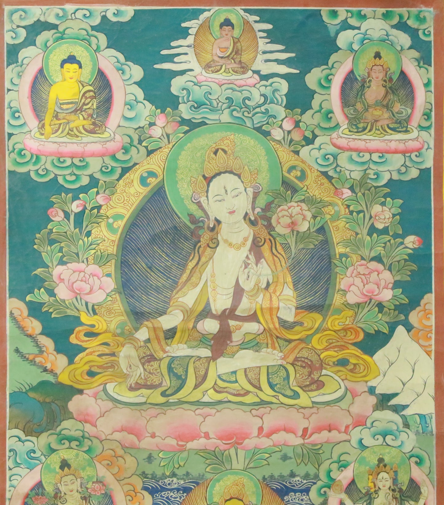 An Exquiste Painted Gold White Tara Thangka