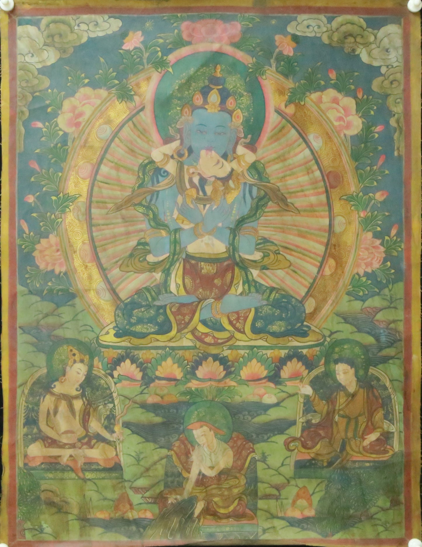 An Exquiste Painted Gold Vajrasattva Thangka