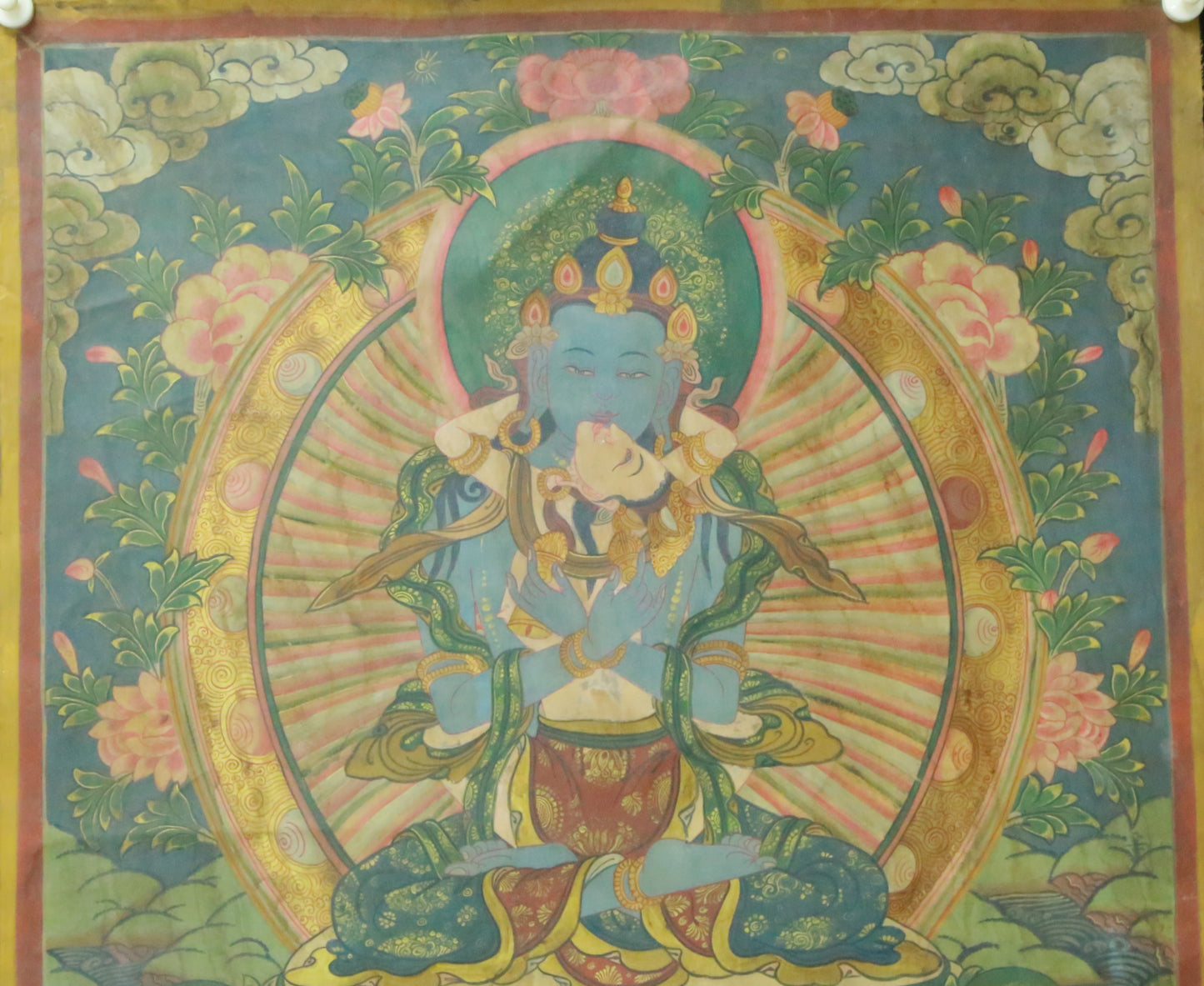 An Exquiste Painted Gold Vajrasattva Thangka