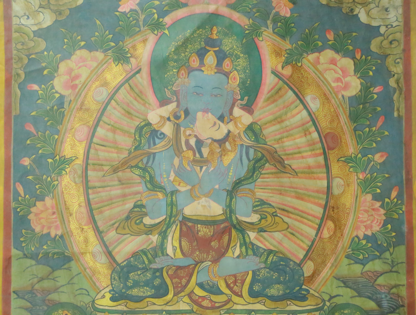 An Exquiste Painted Gold Vajrasattva Thangka