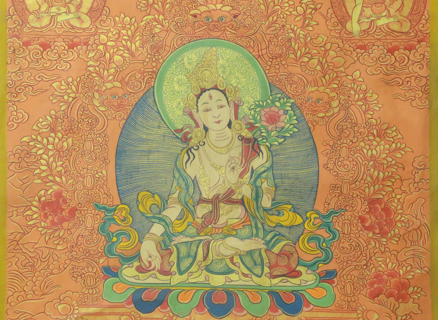 An Exquiste Painted Gold White Tara Thangka