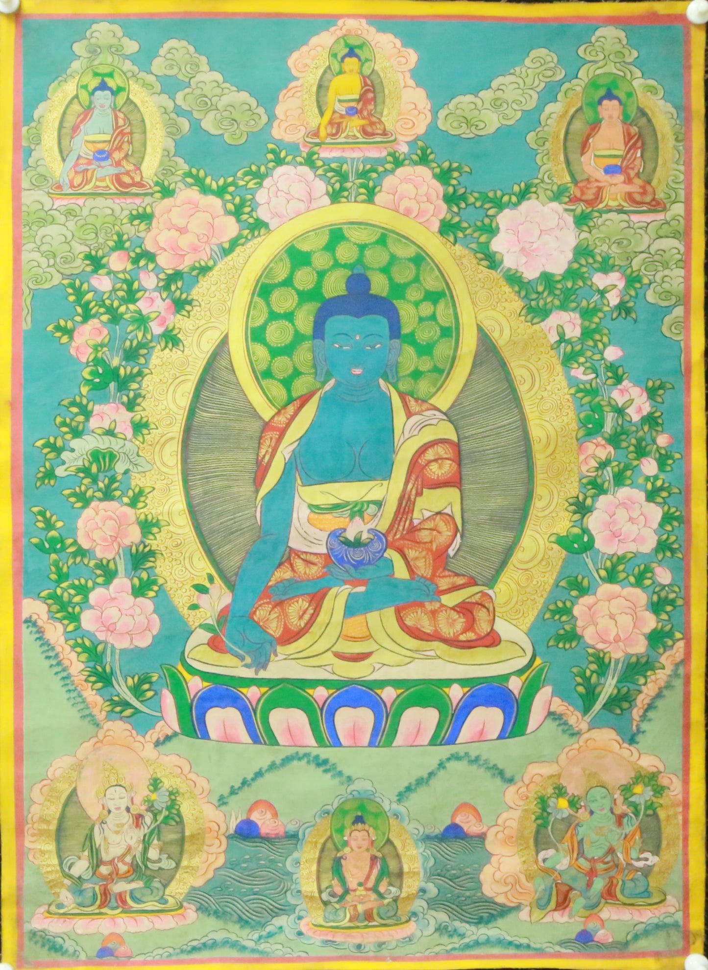 An Exquiste Painted Gold Gautama Buddha Thangka