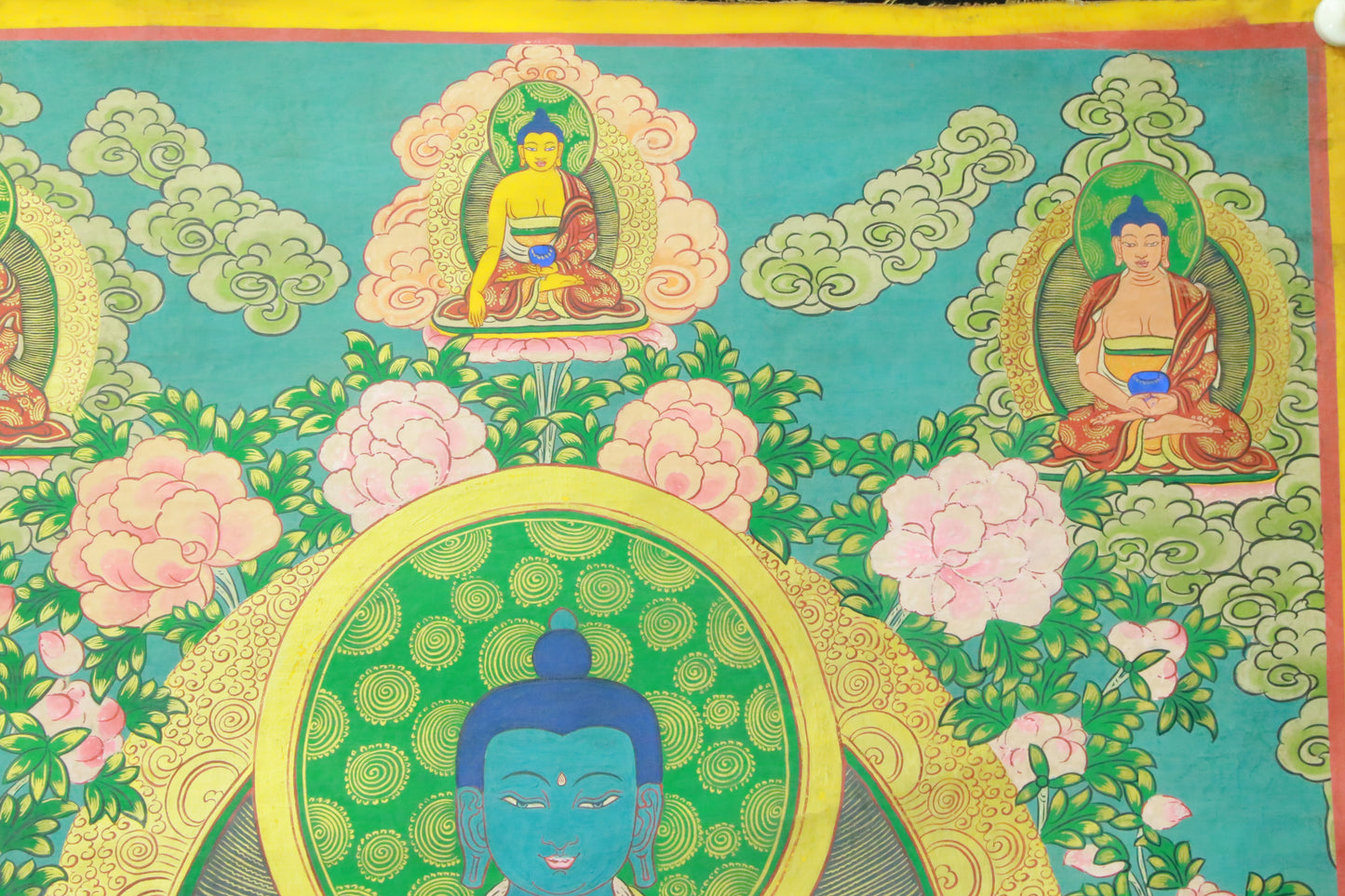 An Exquiste Painted Gold Gautama Buddha Thangka