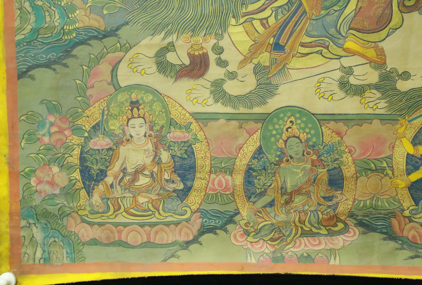 An Exquiste Painted Gold Manjusri Thangka