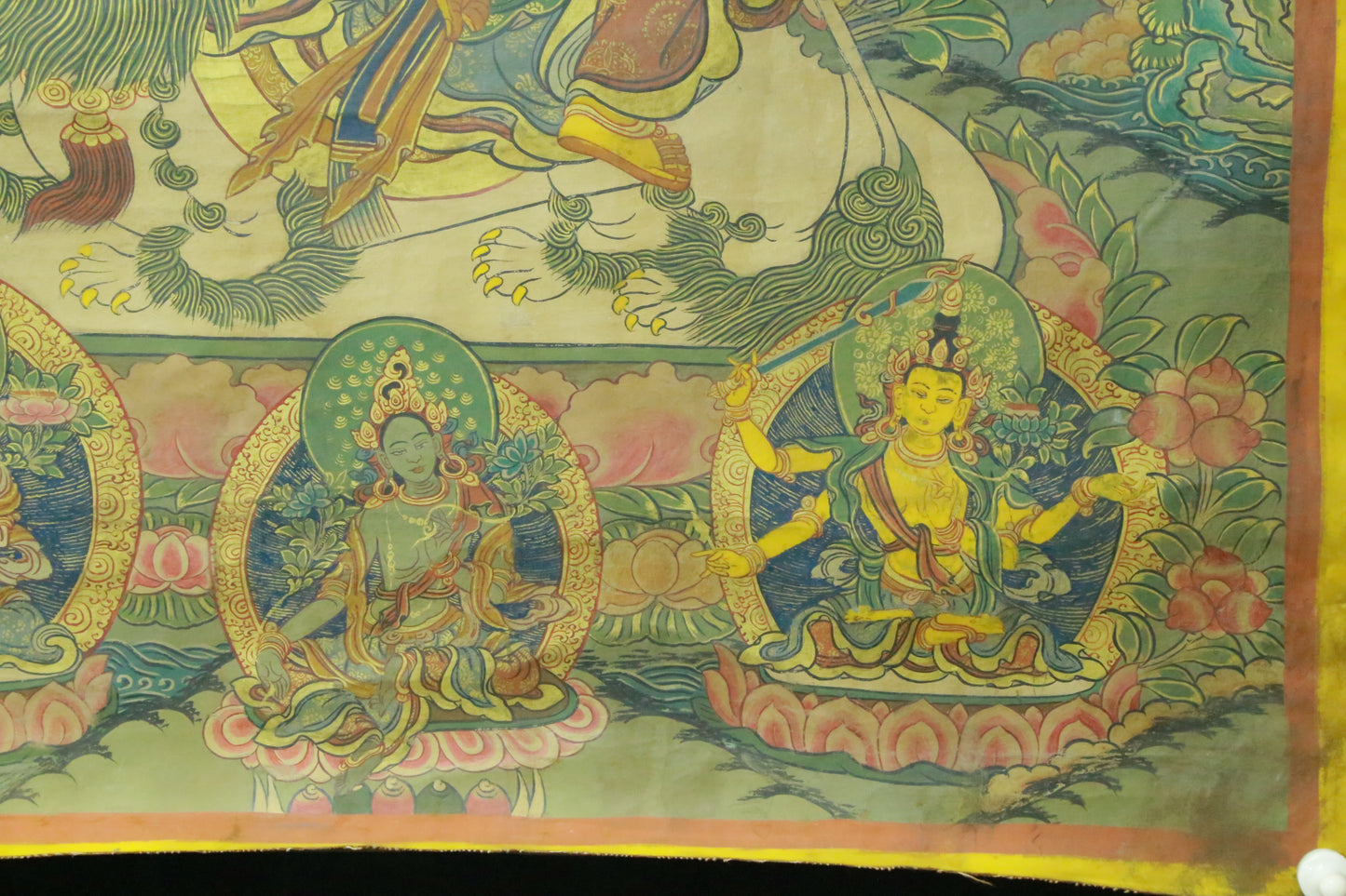 An Exquiste Painted Gold Manjusri Thangka