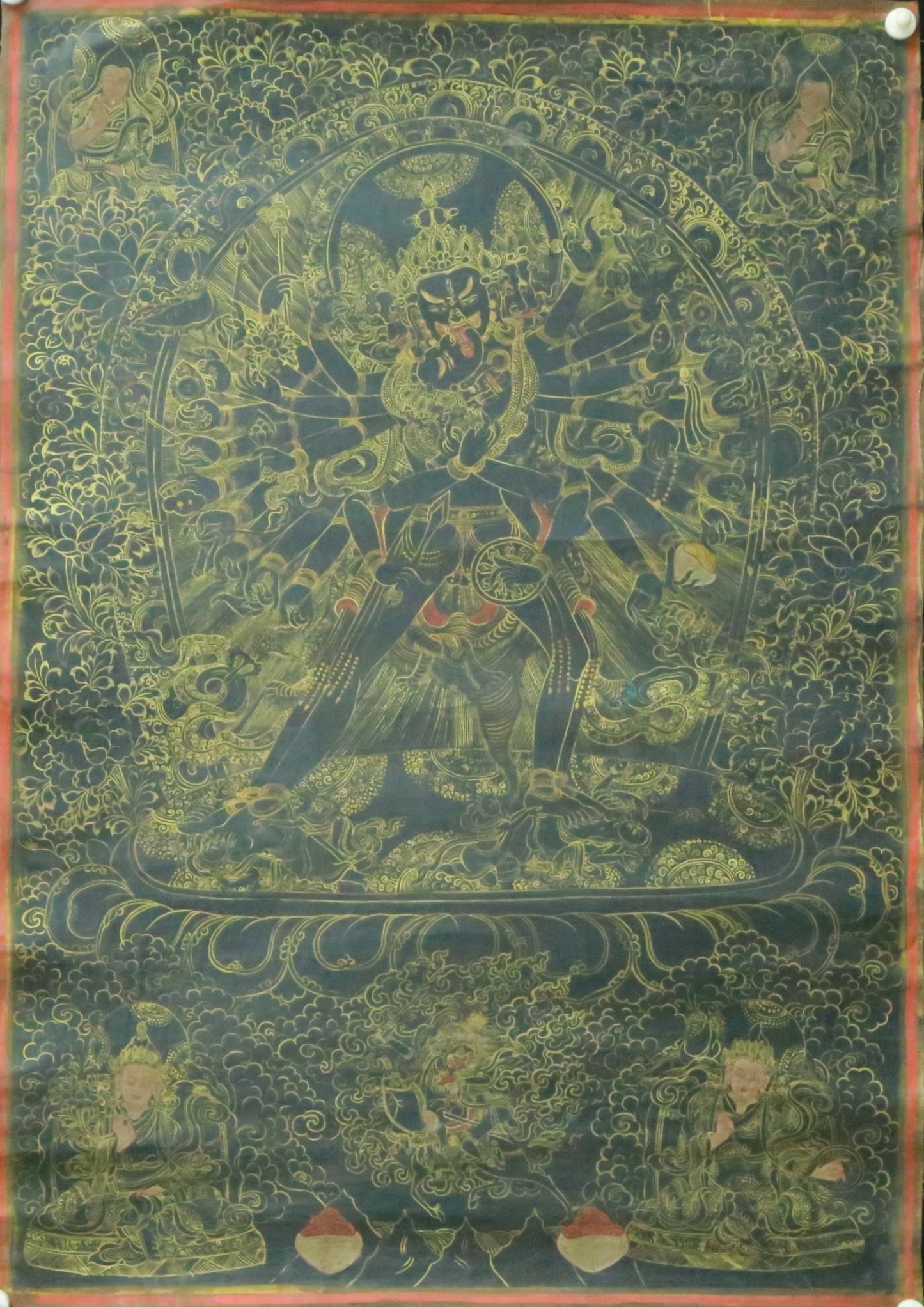 An Exquiste Painted Gold Yidam Thangka