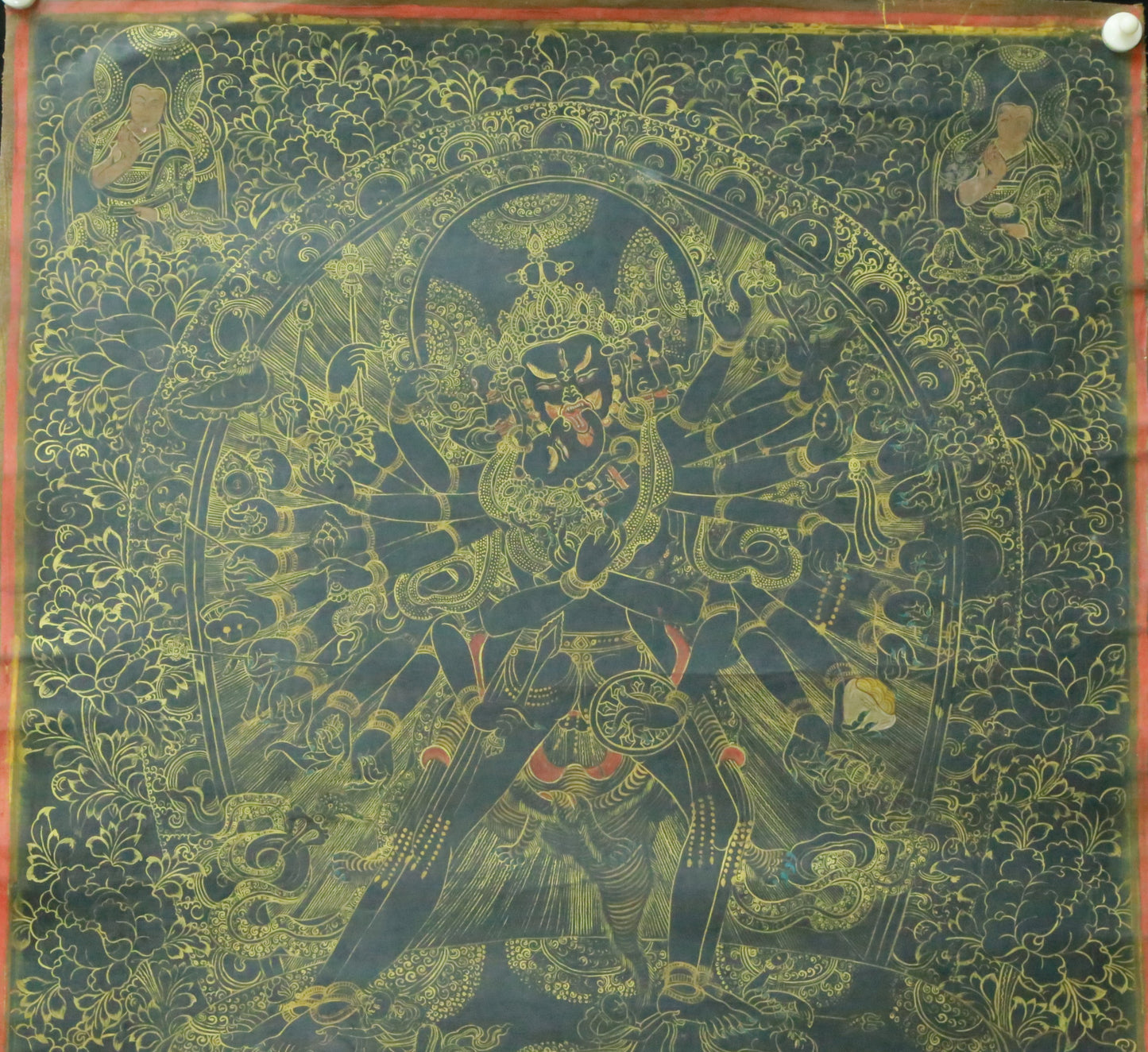 An Exquiste Painted Gold Yidam Thangka