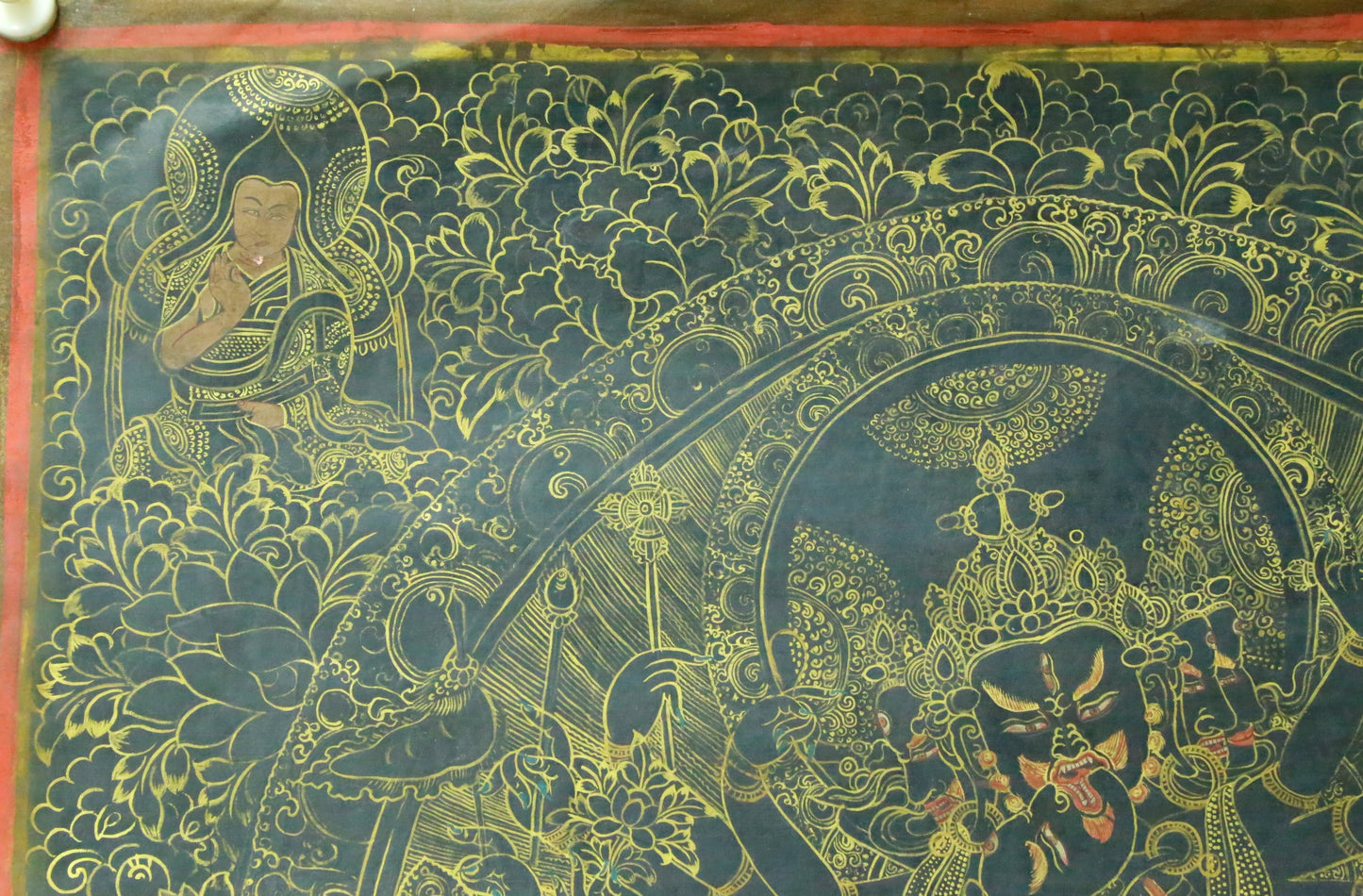 An Exquiste Painted Gold Yidam Thangka