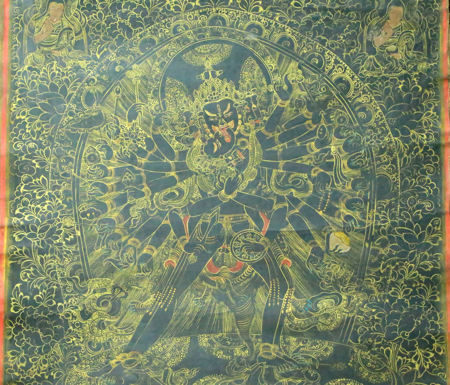 An Exquiste Painted Gold Yidam Thangka