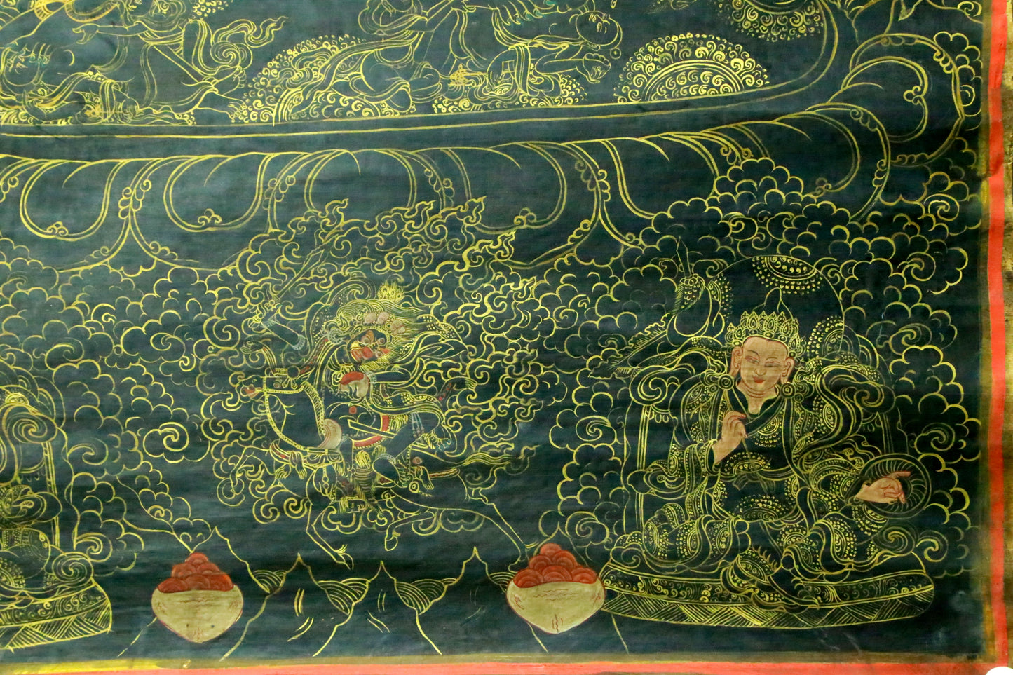 An Exquiste Painted Gold Yidam Thangka