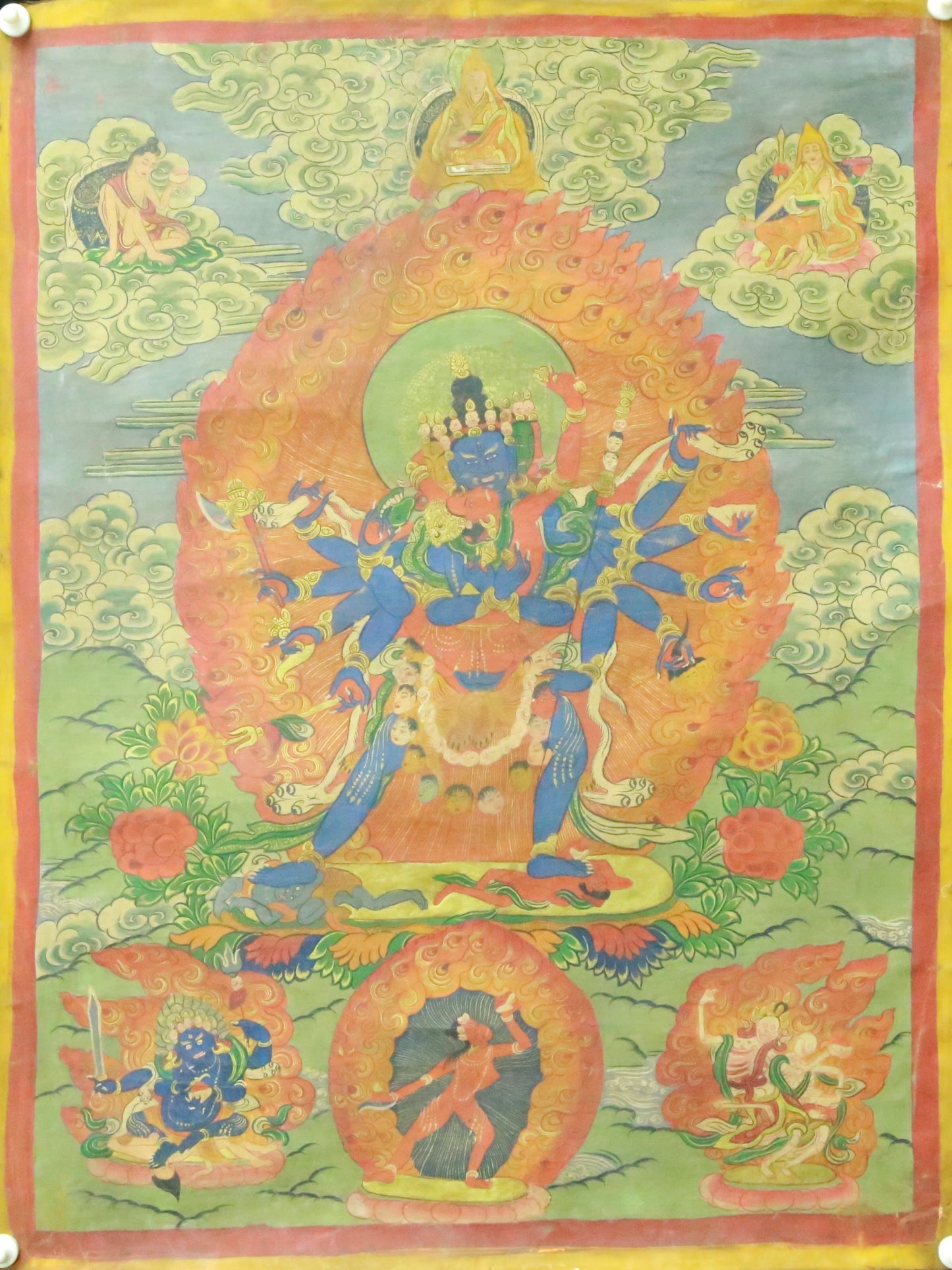 An Exquiste Painted Gold Yidam Thangka