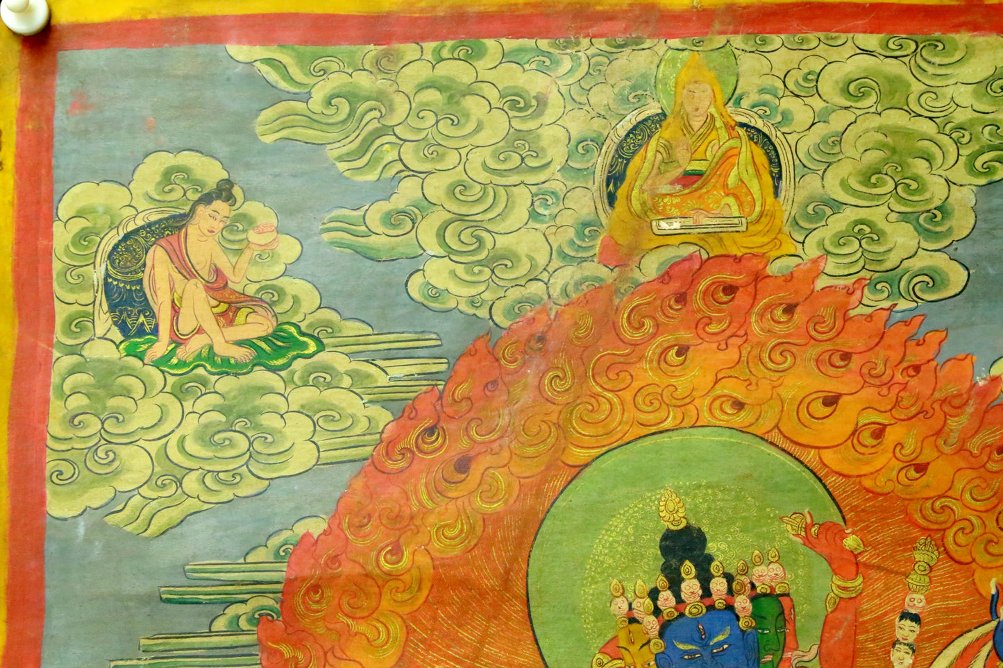 An Exquiste Painted Gold Yidam Thangka