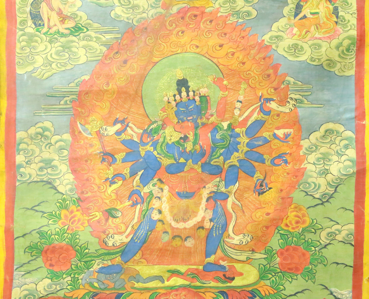 An Exquiste Painted Gold Yidam Thangka