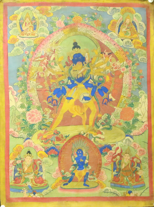 An Exquiste Painted Gold Yidam Thangka