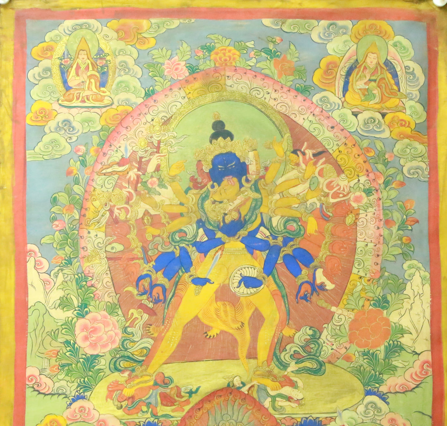 An Exquiste Painted Gold Yidam Thangka