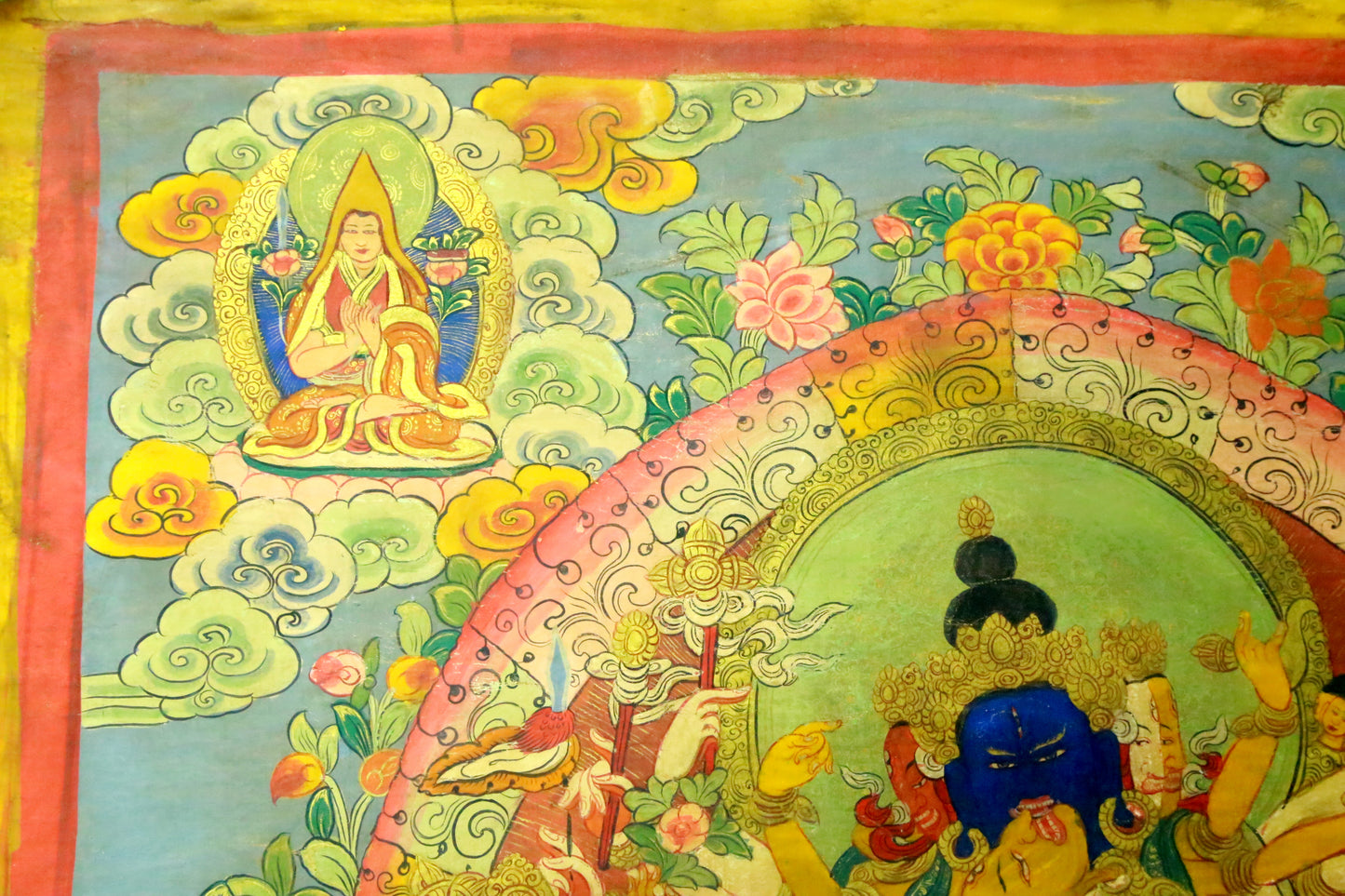 An Exquiste Painted Gold Yidam Thangka