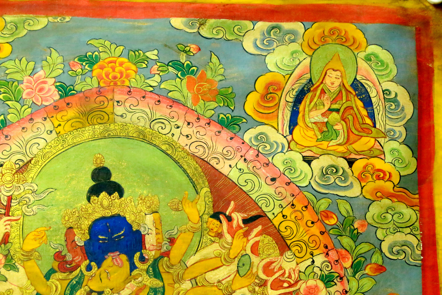 An Exquiste Painted Gold Yidam Thangka