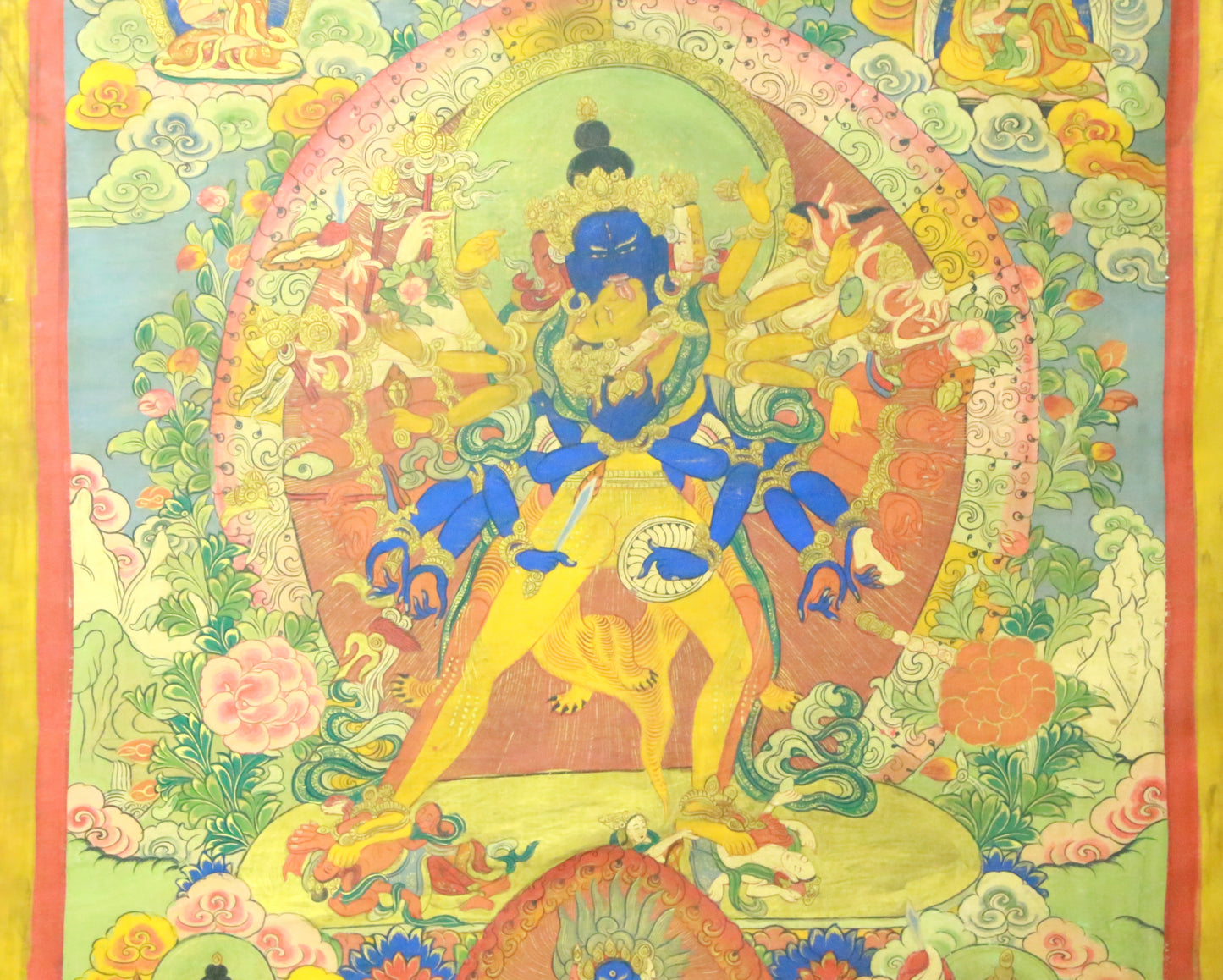 An Exquiste Painted Gold Yidam Thangka