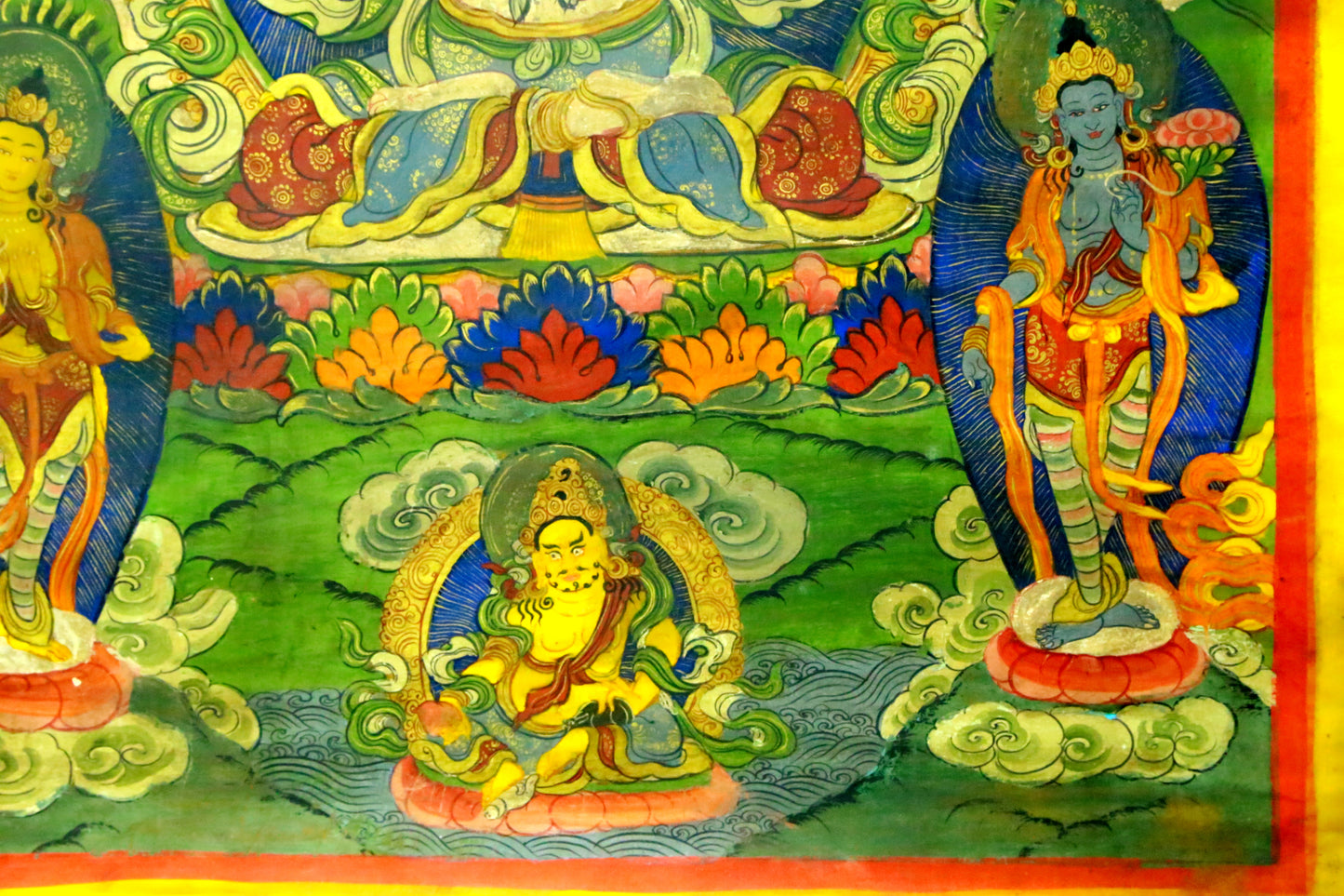 An Exquiste Painted Gold Four-Armed Avalokiteshvara Thangka