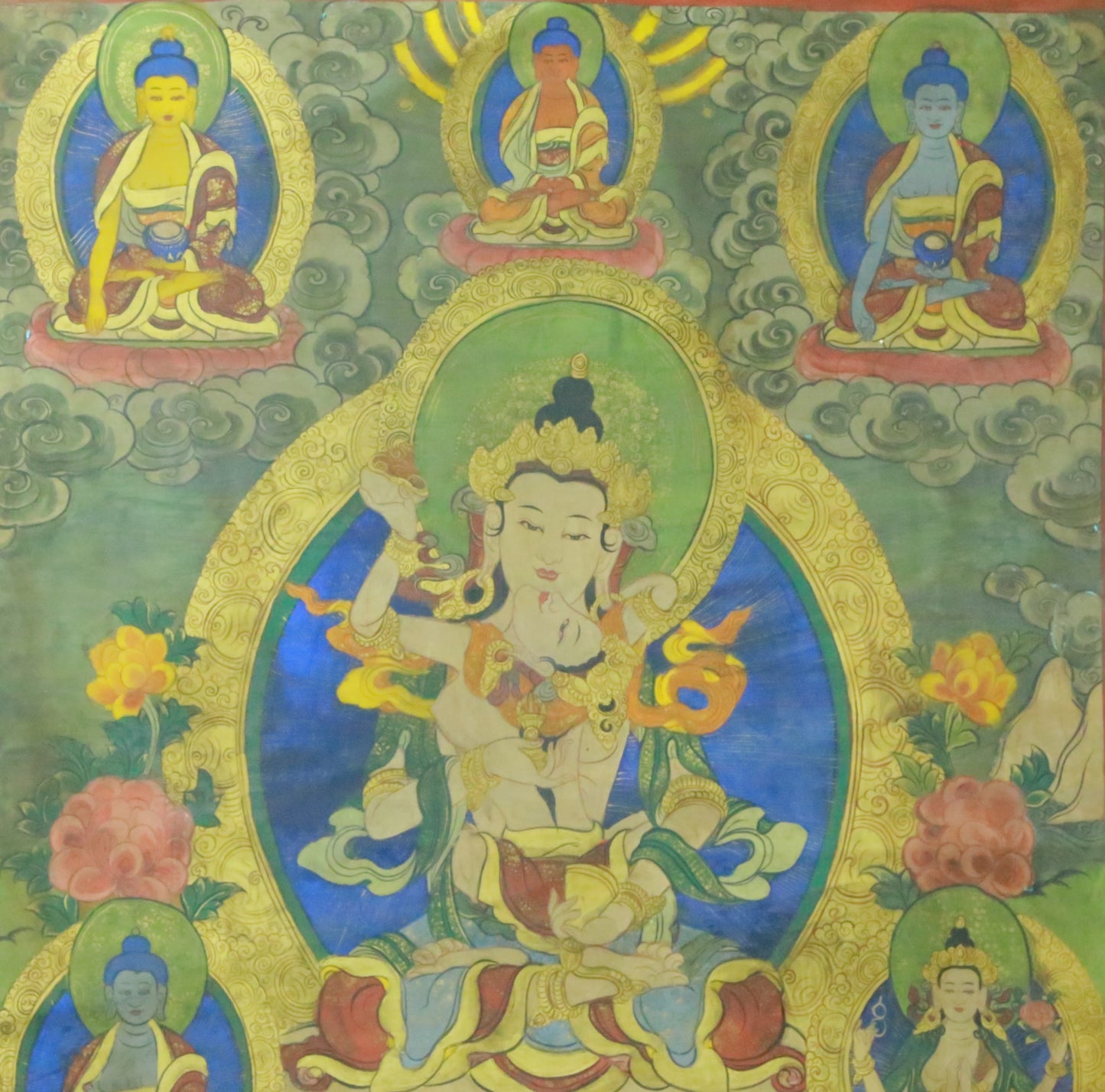 An Exquiste Painted Gold Vajrasattva Thangka