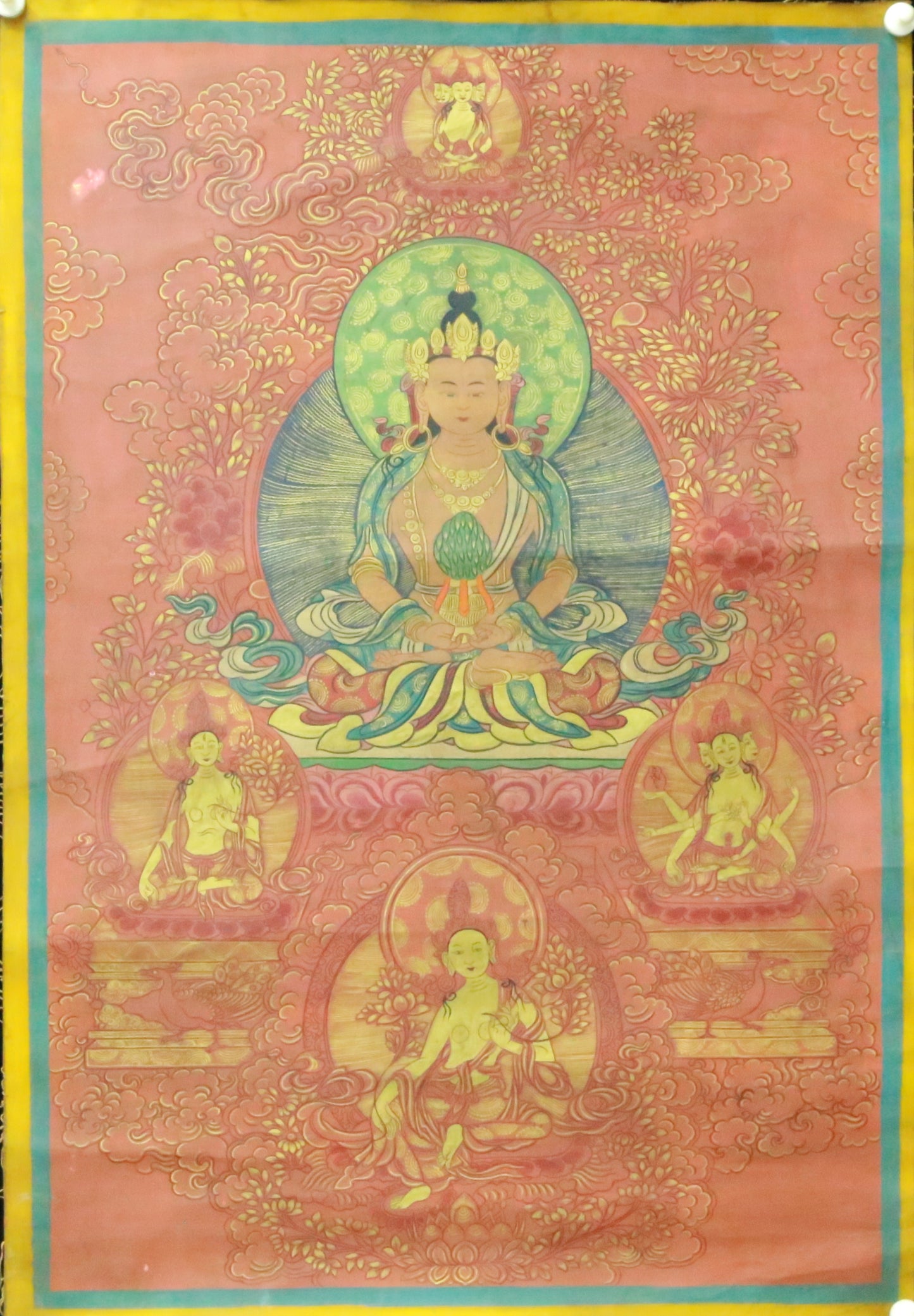 An Exquiste Painted Gold Amitabha Buddha Thangka