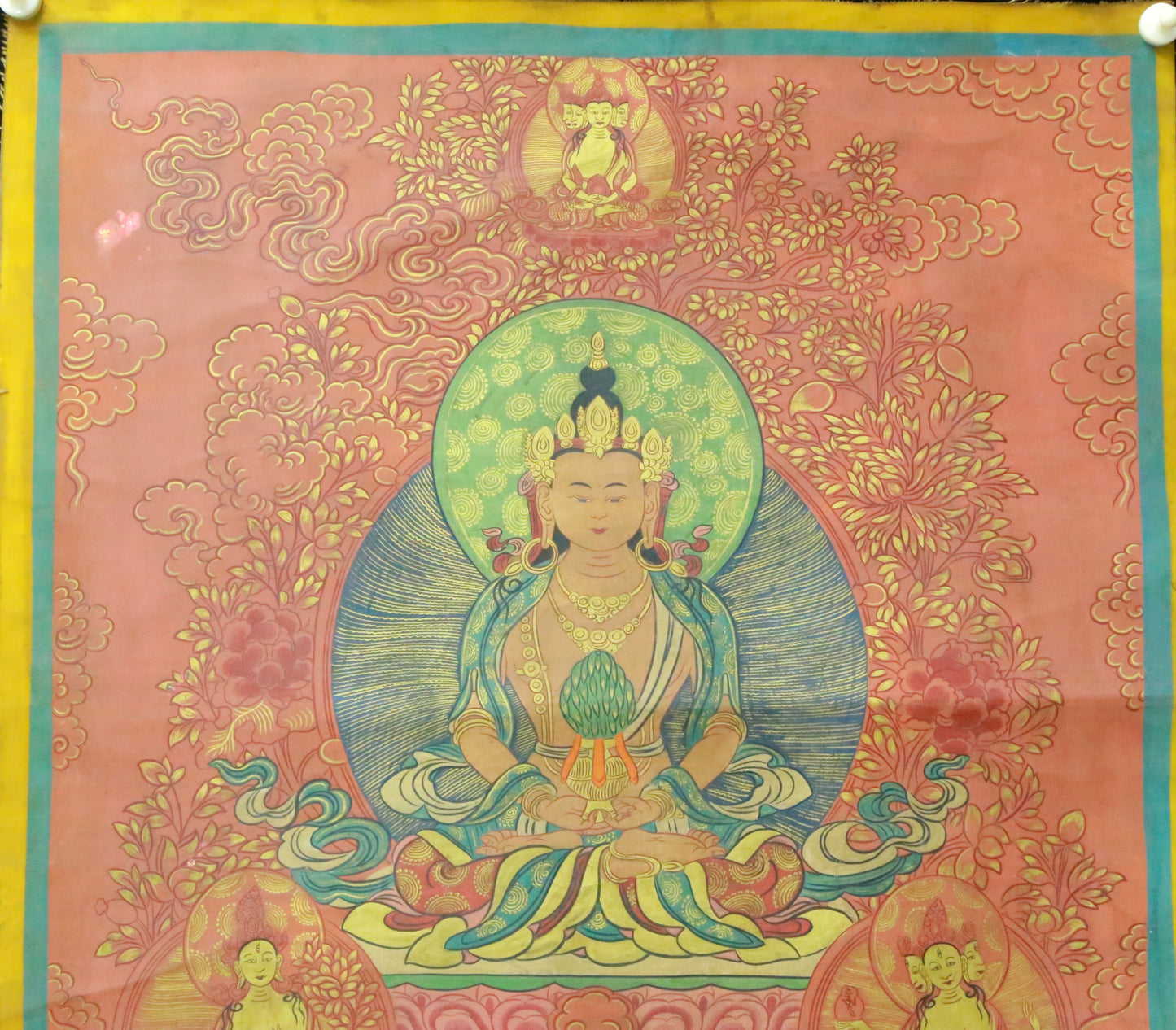 An Exquiste Painted Gold Amitabha Buddha Thangka