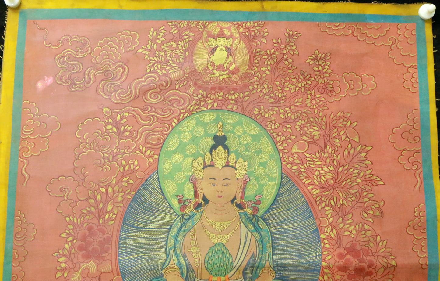 An Exquiste Painted Gold Amitabha Buddha Thangka