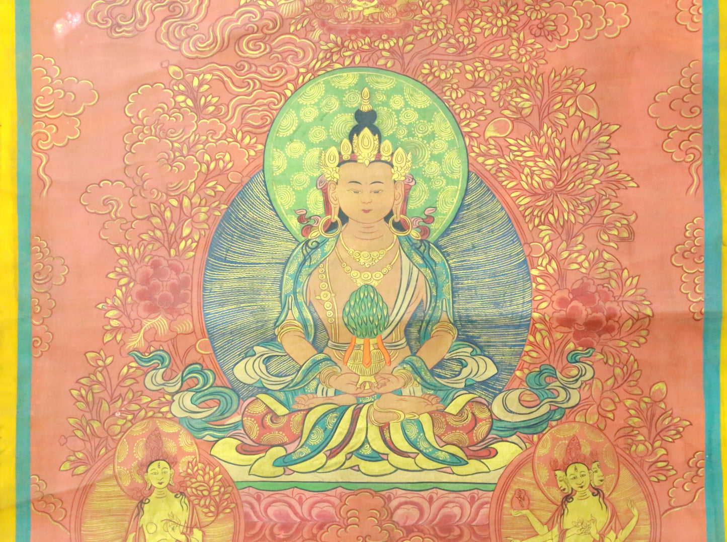 An Exquiste Painted Gold Amitabha Buddha Thangka