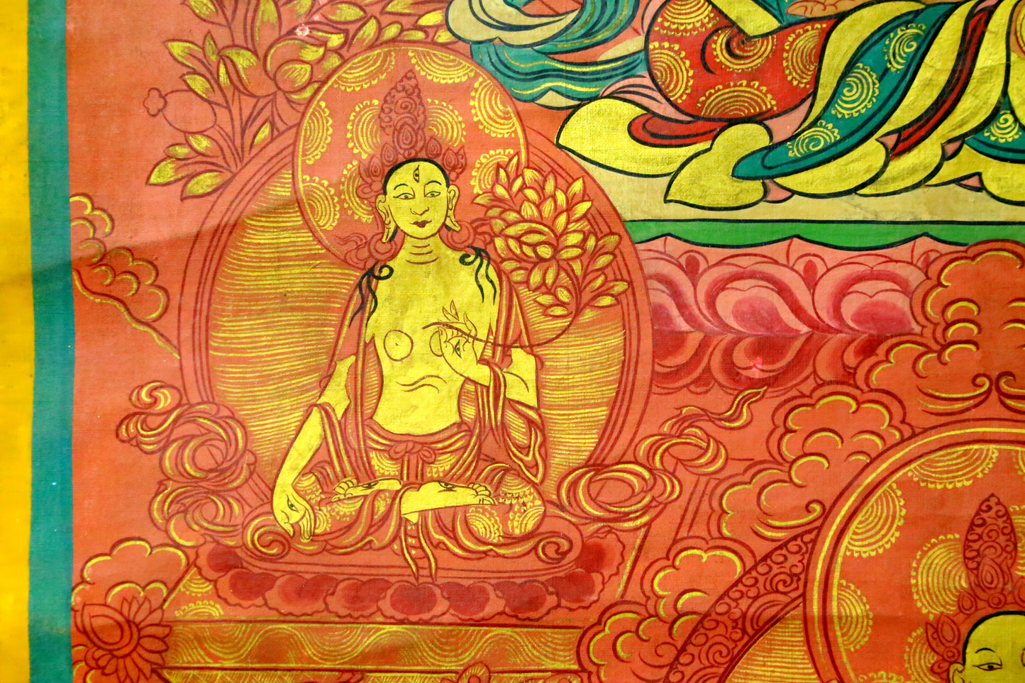 An Exquiste Painted Gold Amitabha Buddha Thangka