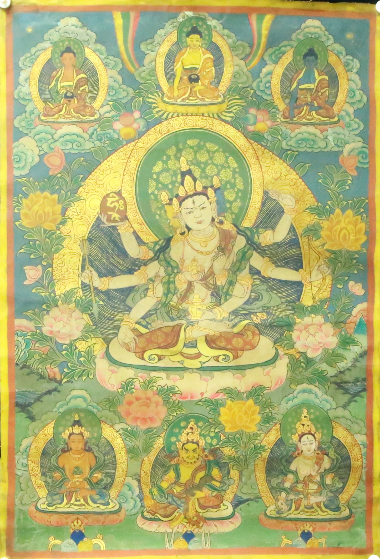 An Exquiste Painted Gold Vajra Yogini Thangka