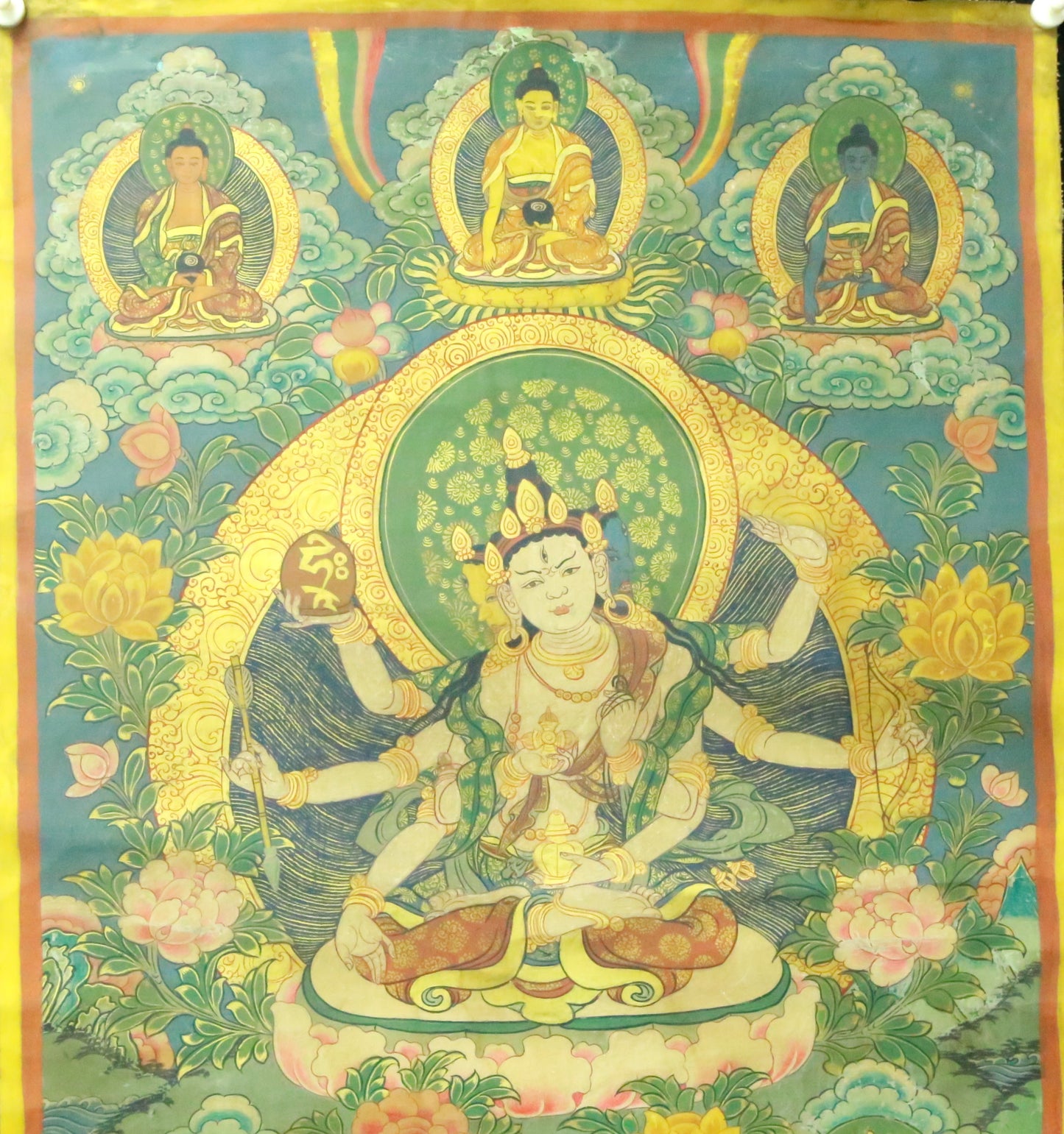 An Exquiste Painted Gold Vajra Yogini Thangka