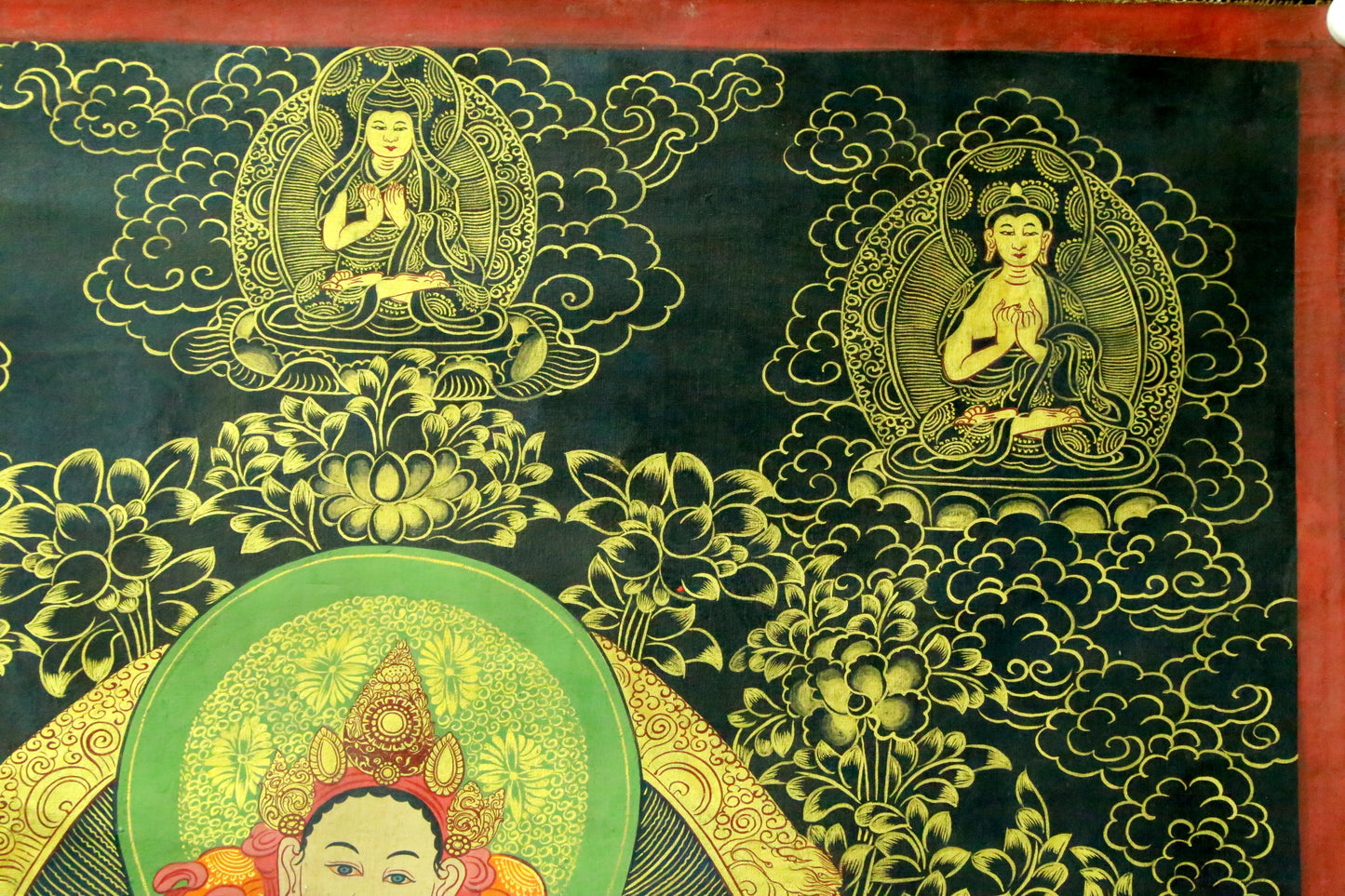 An Exquiste Painted Gold Avalokiteshvara Thangka