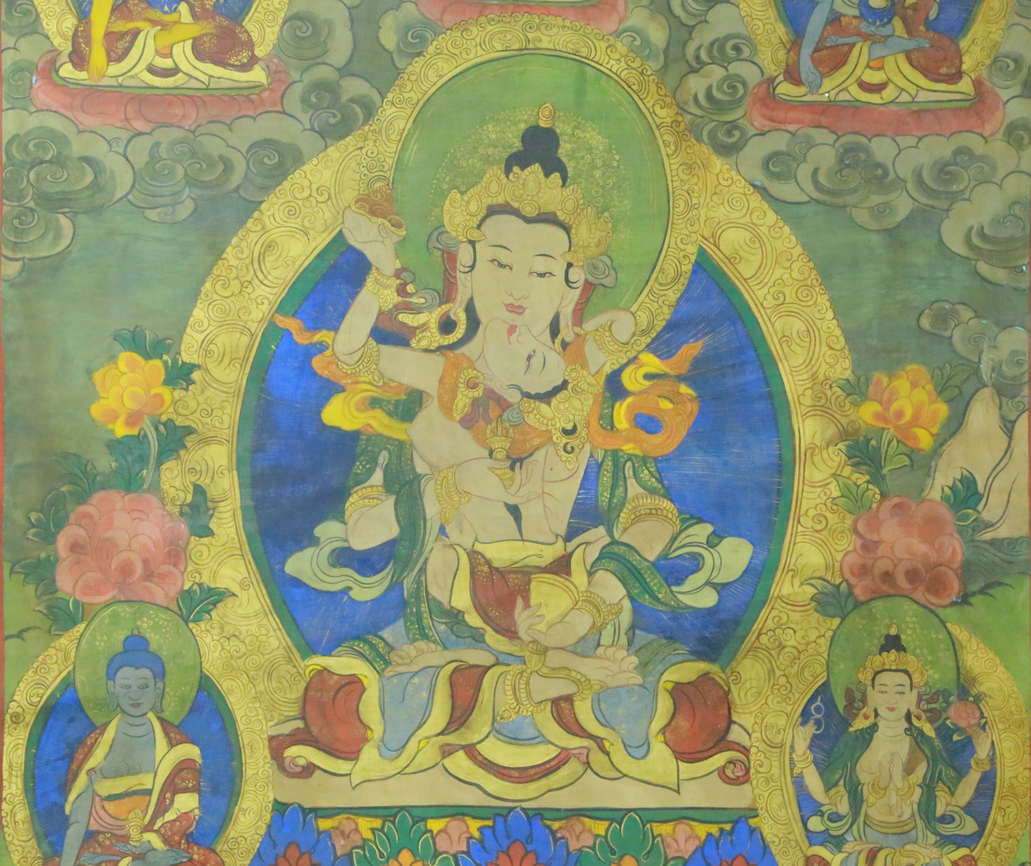 An Exquiste Painted Gold Vajrasattva Thangka