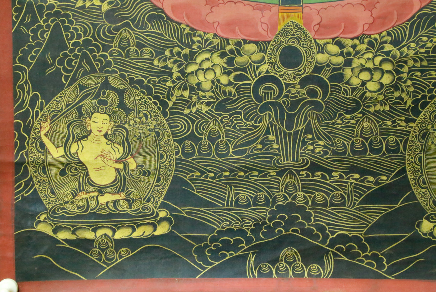 An Exquiste Painted Gold Avalokiteshvara Thangka