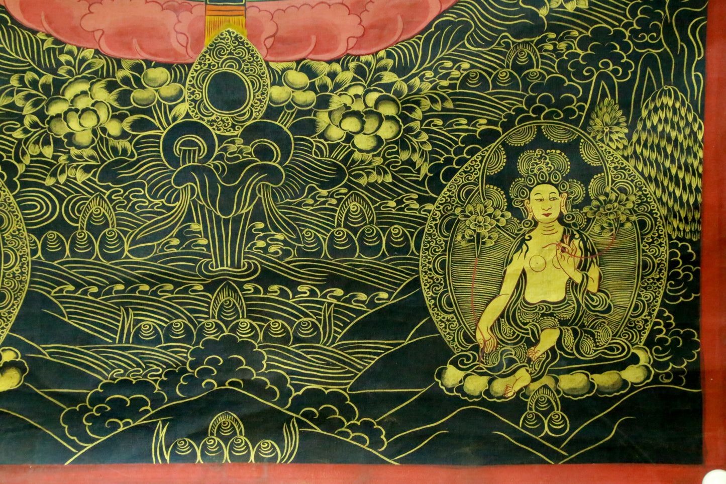 An Exquiste Painted Gold Avalokiteshvara Thangka