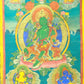 An Exquiste Painted Gold Green Tara Thangka