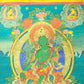 An Exquiste Painted Gold Green Tara Thangka