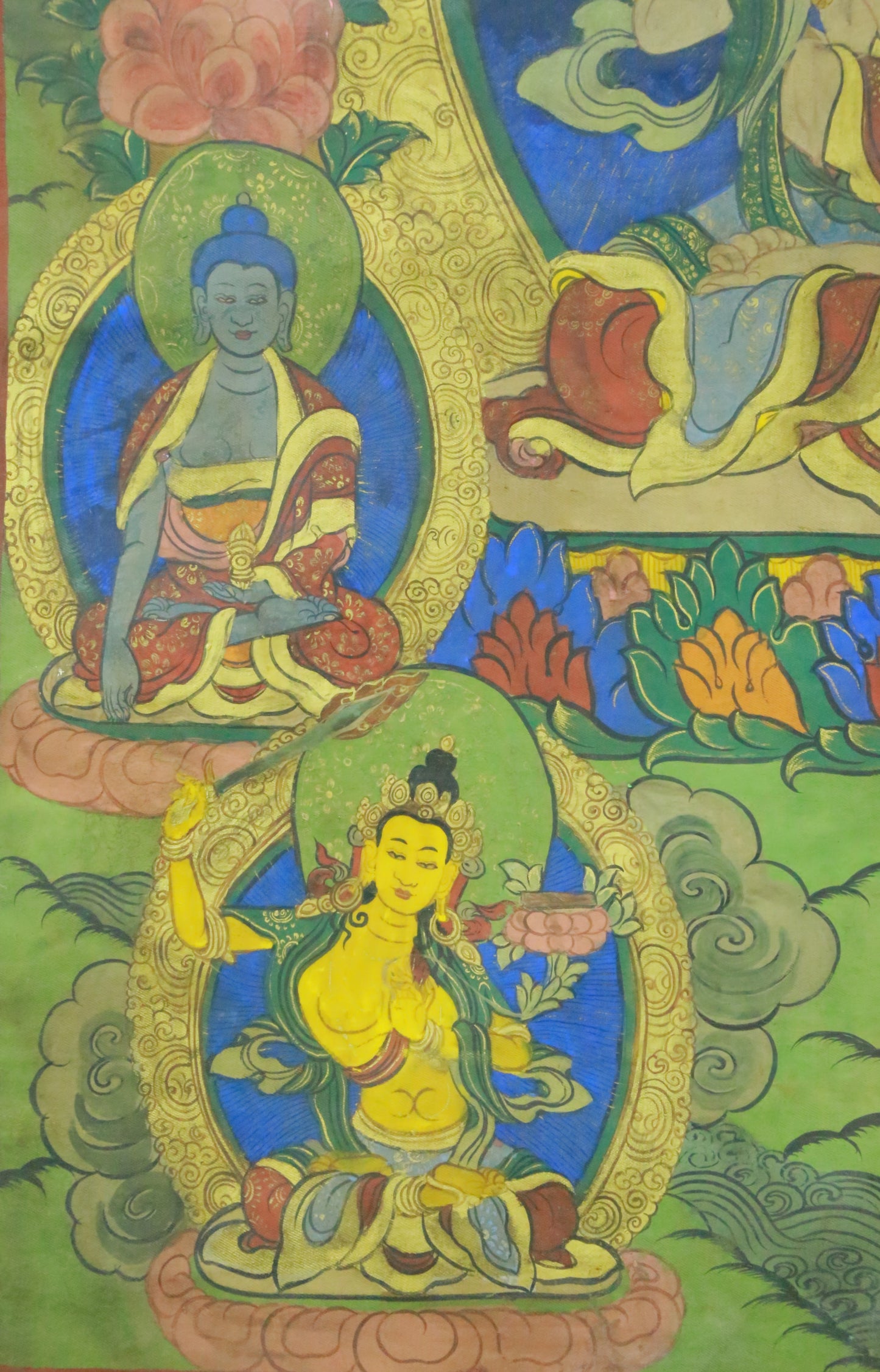 An Exquiste Painted Gold Vajrasattva Thangka