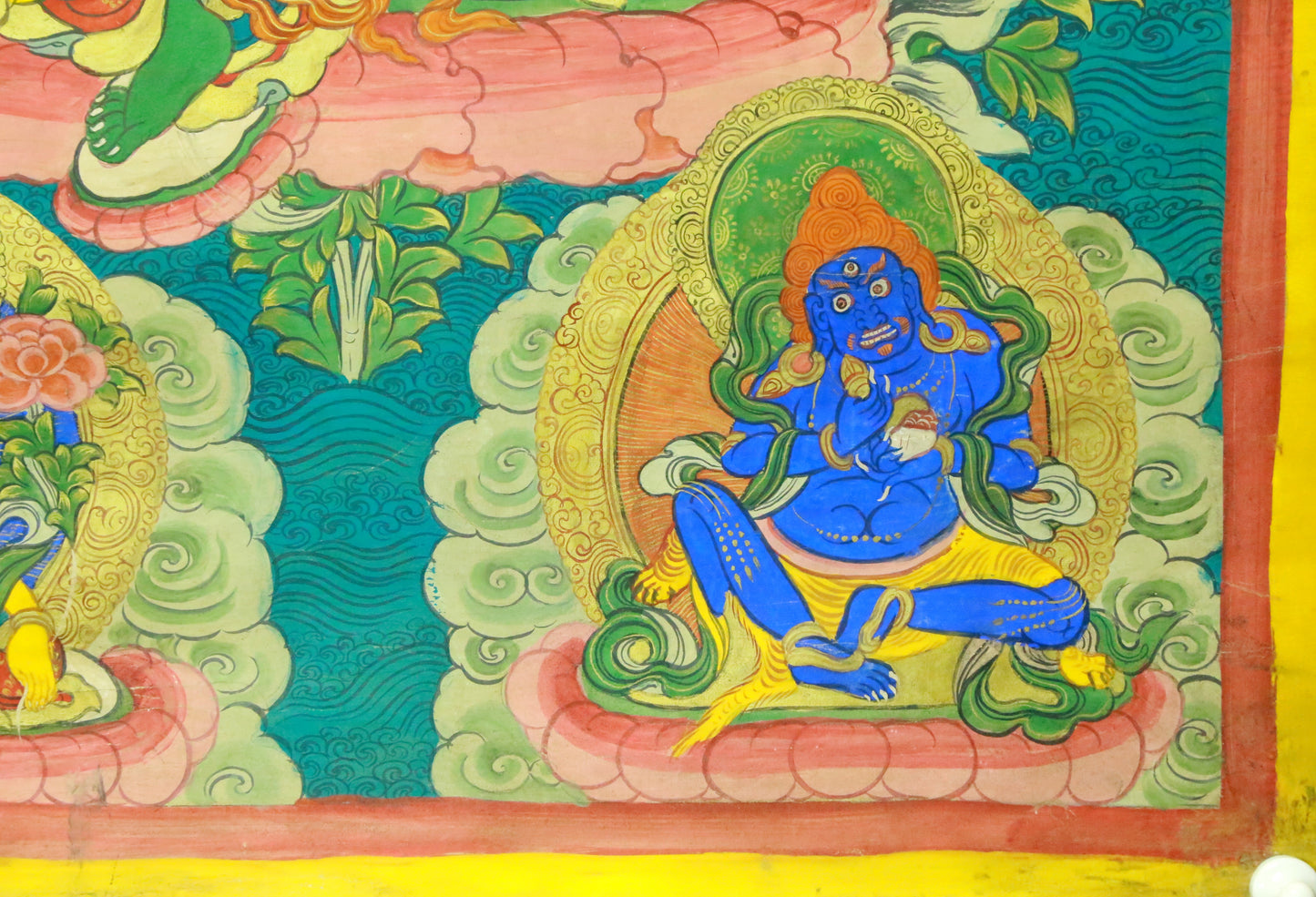 An Exquiste Painted Gold Green Tara Thangka