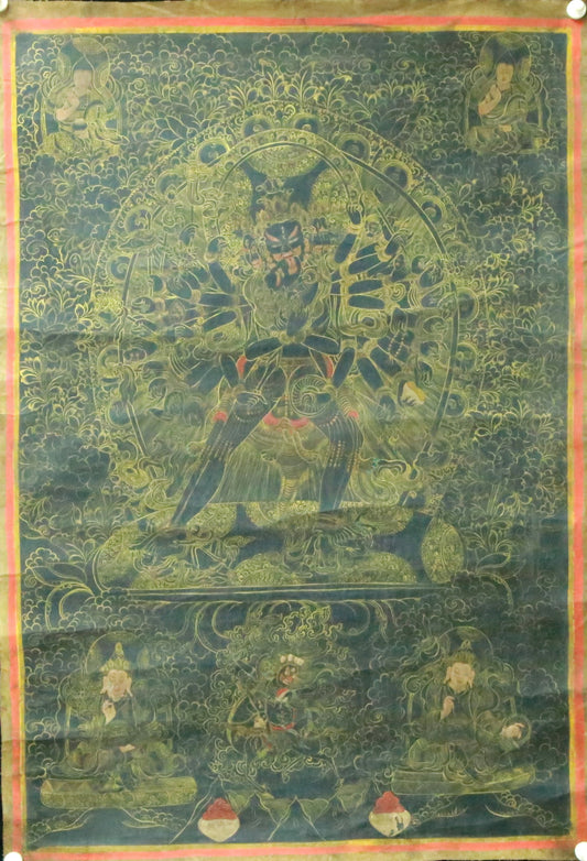 An Exquiste Painted Gold Yidam Thangka