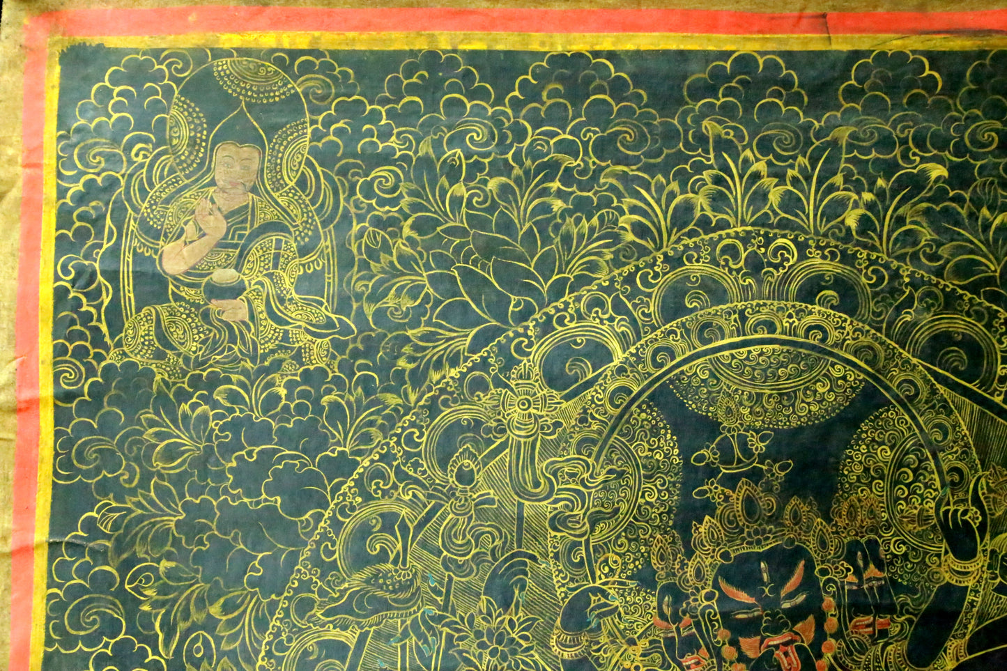 An Exquiste Painted Gold Yidam Thangka