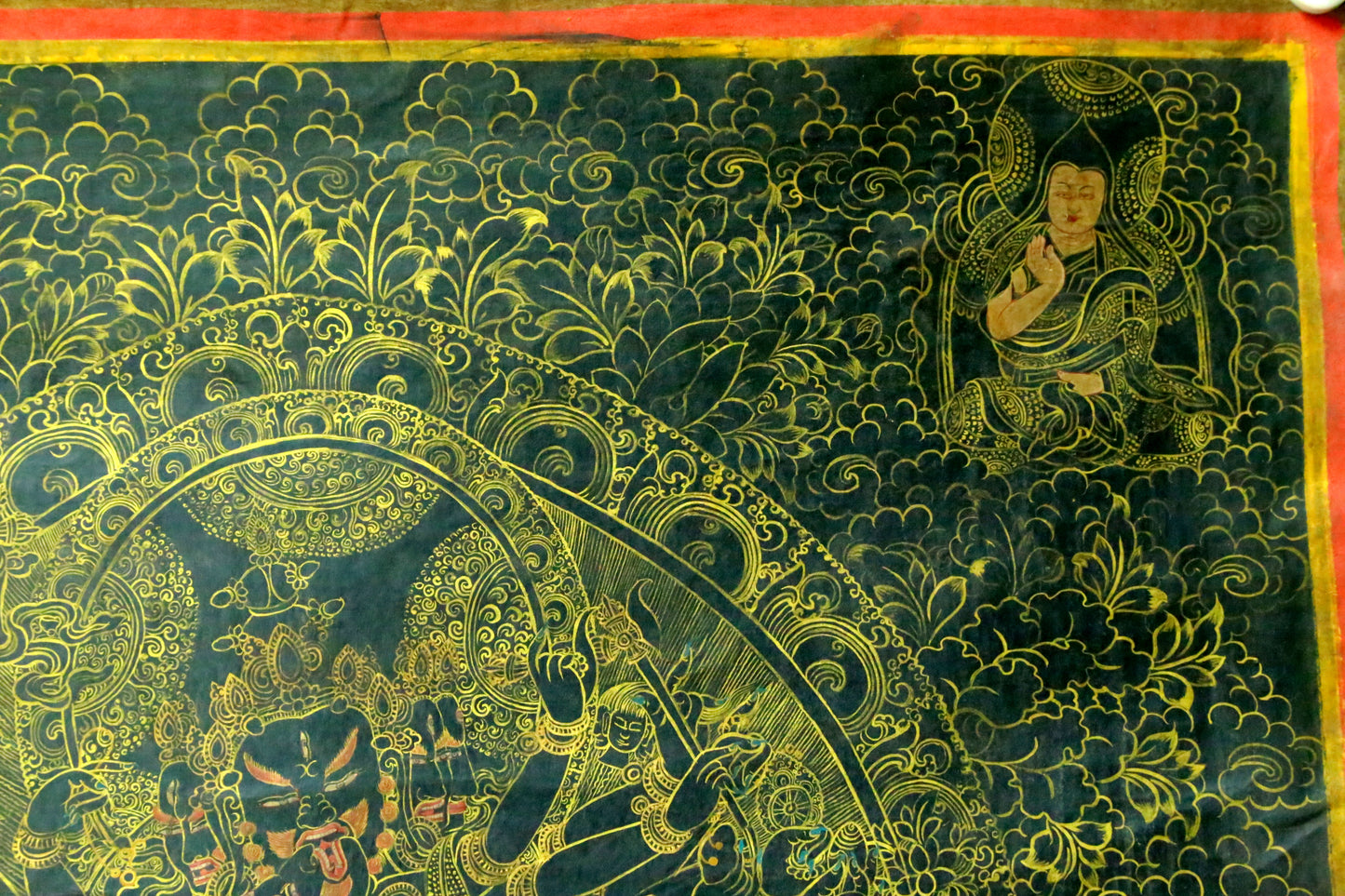 An Exquiste Painted Gold Yidam Thangka