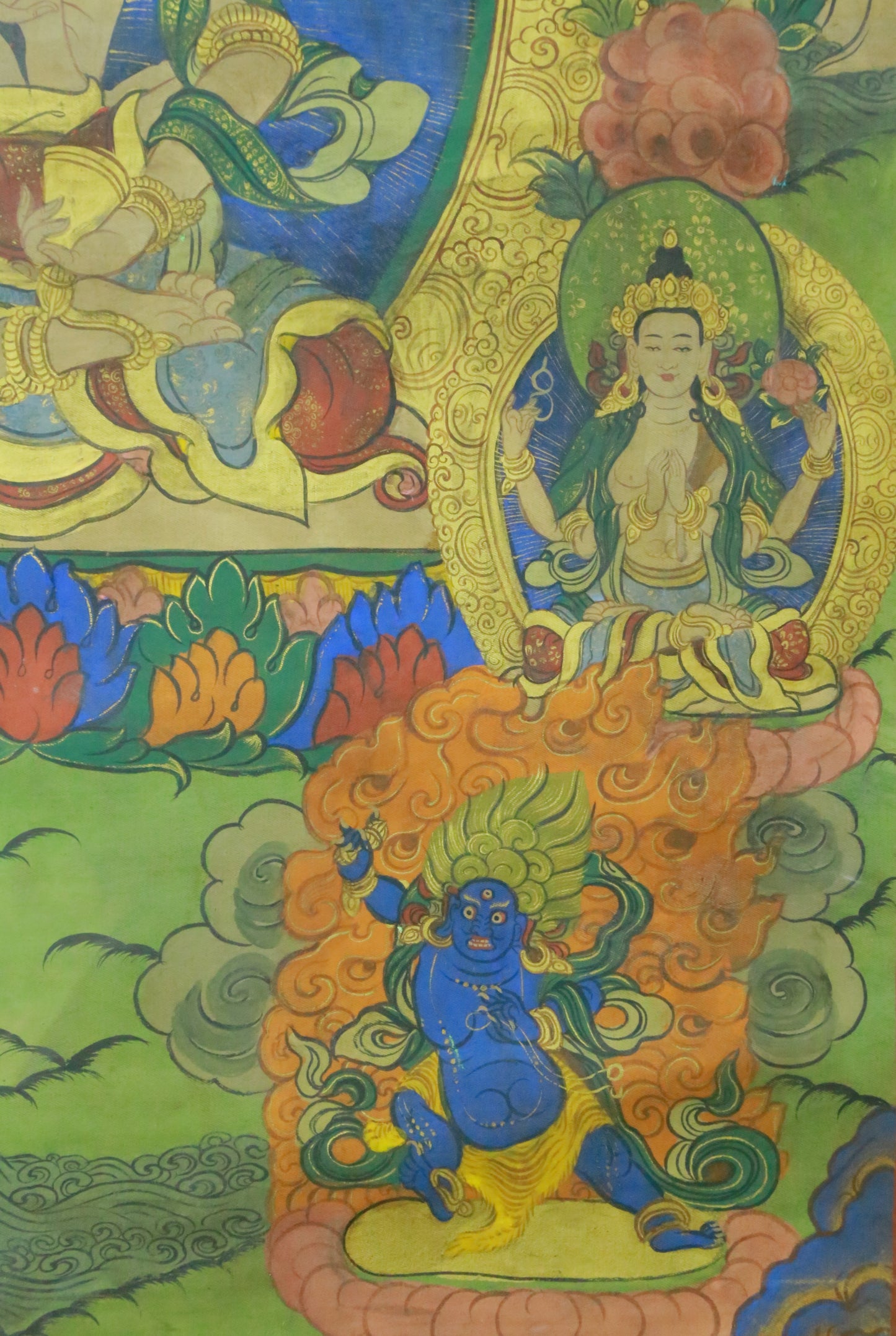 An Exquiste Painted Gold Vajrasattva Thangka