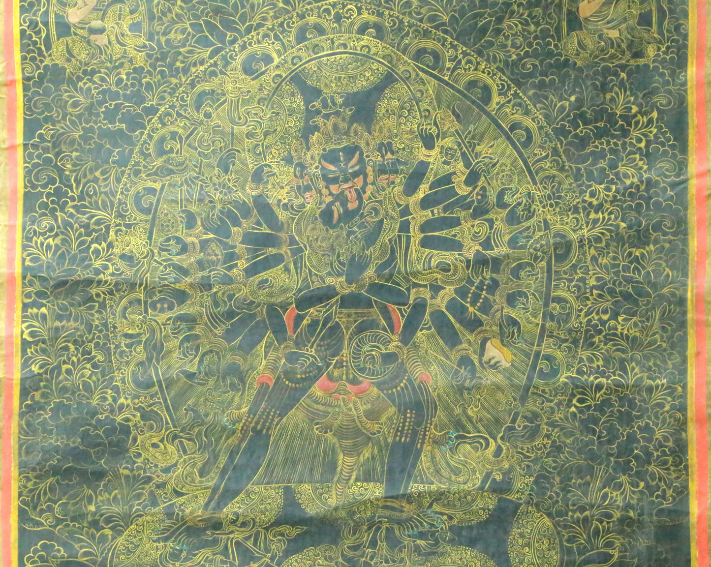 An Exquiste Painted Gold Yidam Thangka