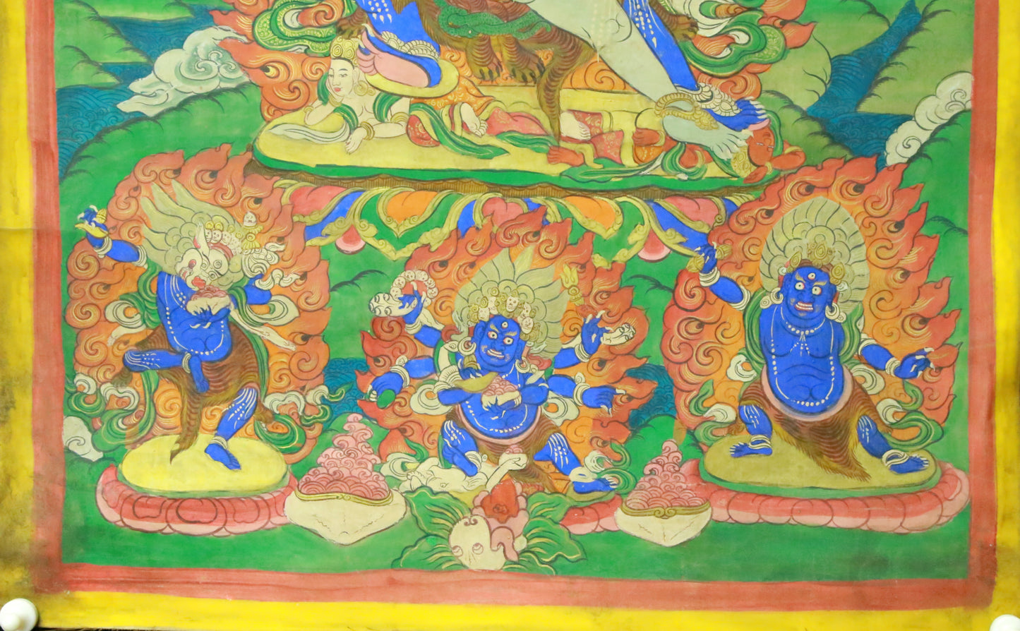 An Exquiste Painted Gold Vajra Thangka